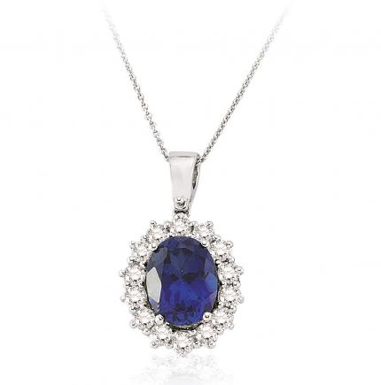 2.89 ct. Pırlanta Safir Kolye